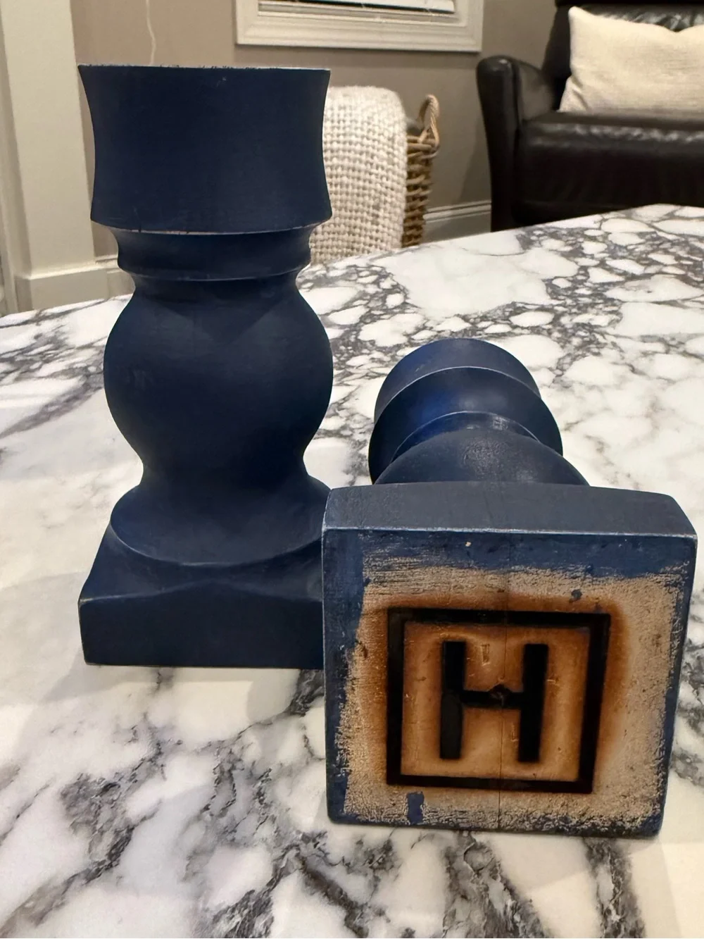 Harp Design Co Hand Turned Wooden Candlesticks Set of 2 Farmhouse Candle Holders